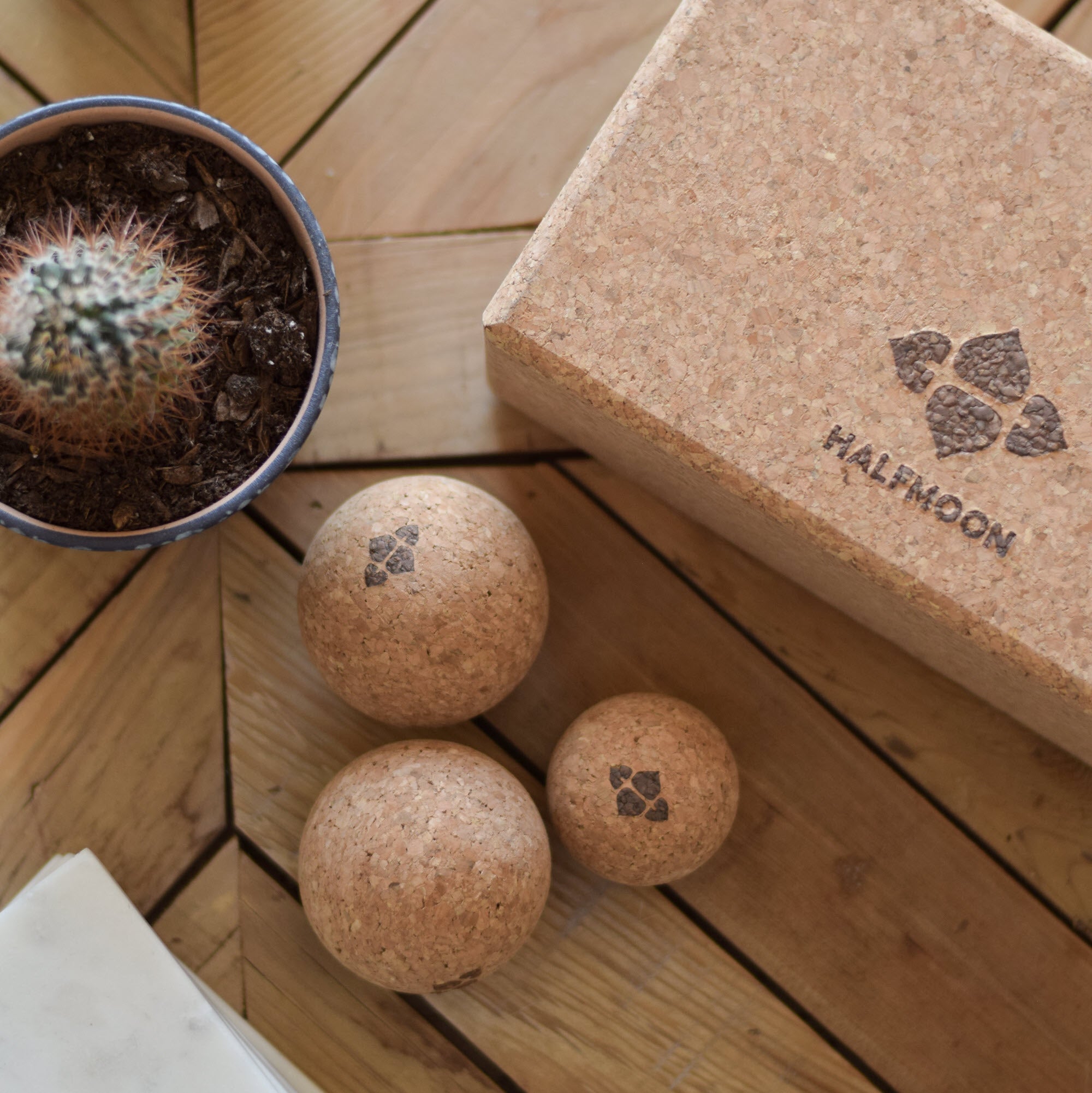 Cork Massage Ball Trio on a desk